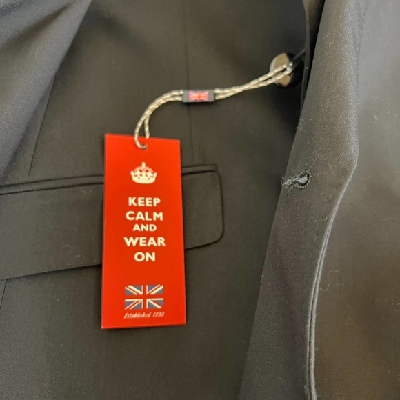 SAVILE ROW BRIXTON TWO BUTTON SKINNY FIT SUIT JACKET BLACK NWT MEN'S 42L - Picture 13 of 15